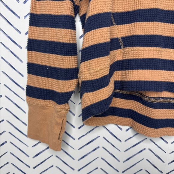 Aerie Offline Oversized Waffle Shirt Striped blue tan Medium - Picture 5 of 5